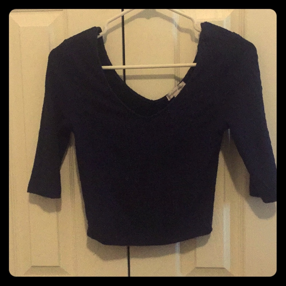 Navy blue v neck crop top